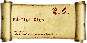 Mályi Olga névjegykártya