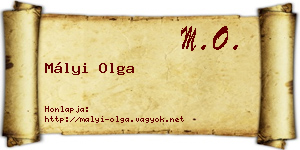 Mályi Olga névjegykártya